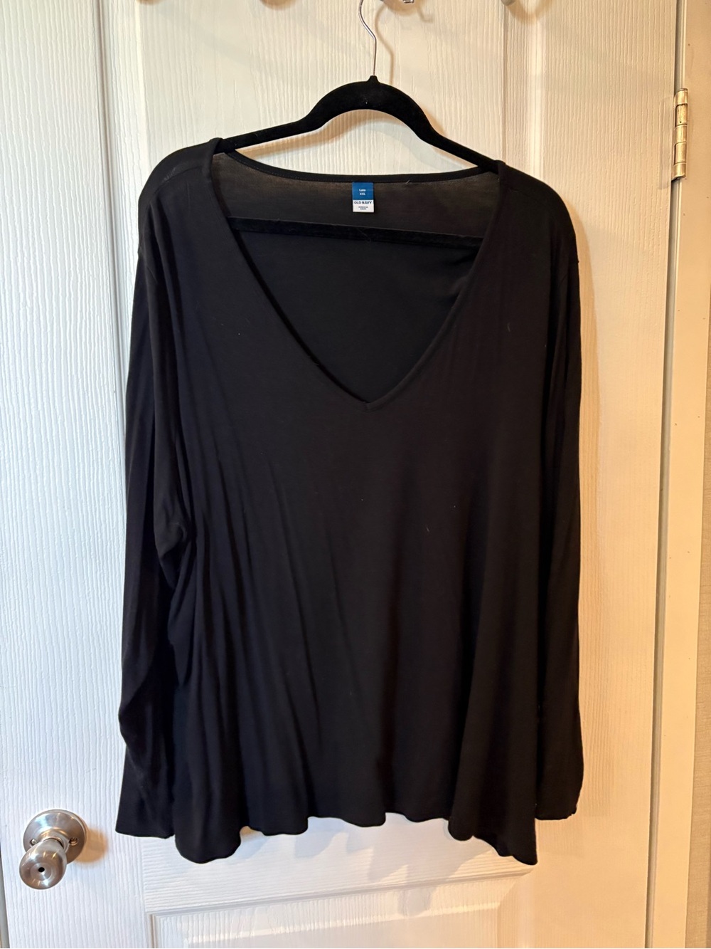Old Navy Luxe Black V-Neck Long Sleeve Top - XXL